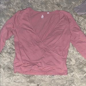 Blush pink cross long sleeve shirt